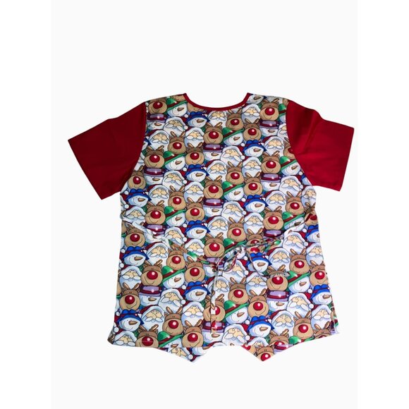 Tafford Christmas Holiday-Themed Scrub Top S Reindeer Pattern Cotton/Polyester - Picture 7 of 10
